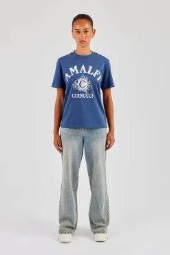 Amalfi Print Regular T-Shirt - Navy Blue