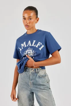 Amalfi Print Regular T-Shirt - Navy Blue