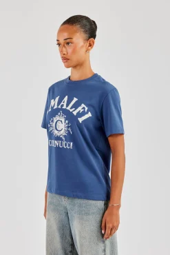 Amalfi Print Regular T-Shirt - Navy Blue