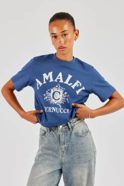 Amalfi Print Regular T-Shirt - Navy Blue