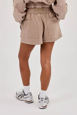 Applique Jersey Short - Washed Taupe
