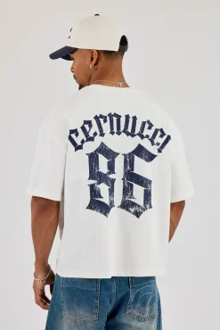 86 Back Print Boxy T-Shirt - Off White