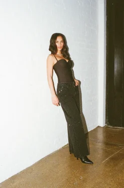 Baggy All Over Rhinestone Jean - Washed Black