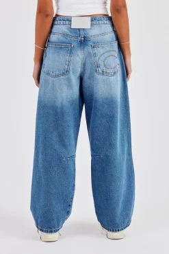 Baggy Balloon Fit Jeans - Mid Blue