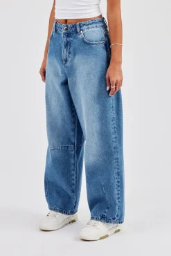Baggy Balloon Fit Jeans - Mid Blue