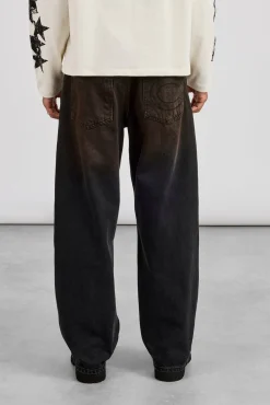 Baggy Fit Dirty Wash Jeans - Black