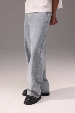 Baggy Fit Rhinestone Jean - Antique Wash