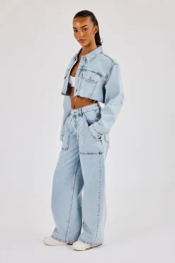 Baggy Pocket Detail Jean - Light Blue
