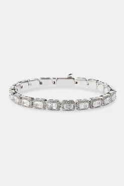 Baguette Cluster Bracelet - 5mm - White