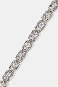 Baguette Cluster Bracelet - 5mm - White