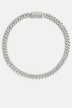 Baguette Prong Cuban Chain - 14mm - White
