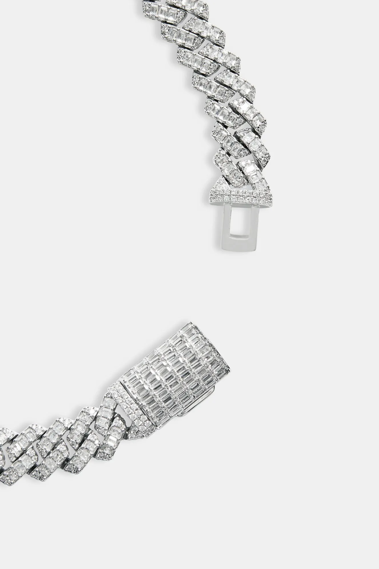 Baguette Prong Cuban Chain - 14mm - White