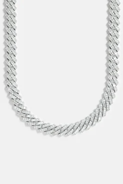 Baguette Prong Cuban Chain - 14mm - White