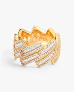Baguette Prong Cuban Ring - Gold