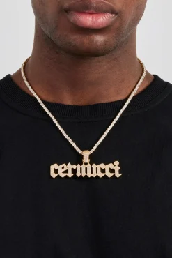Biergarten Font Pendant - 20mm - Gold