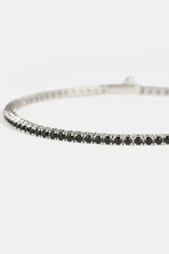 Black CZ Tennis Bracelet - 2mm - White