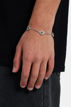 Black Enamel Cross Motif Bracelet - 12mm