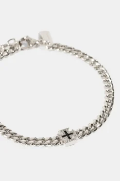 Black Enamel Motif Miami Cuban Bracelet - 8mm