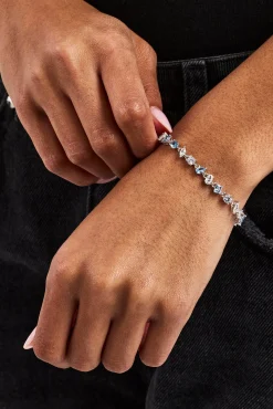 Blue & Clear Mixed Shape Gemstone Bracelet - 5mm - White
