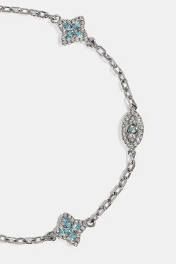 Blue CZ Baguette Motif Rolo Bracelet - 8mm