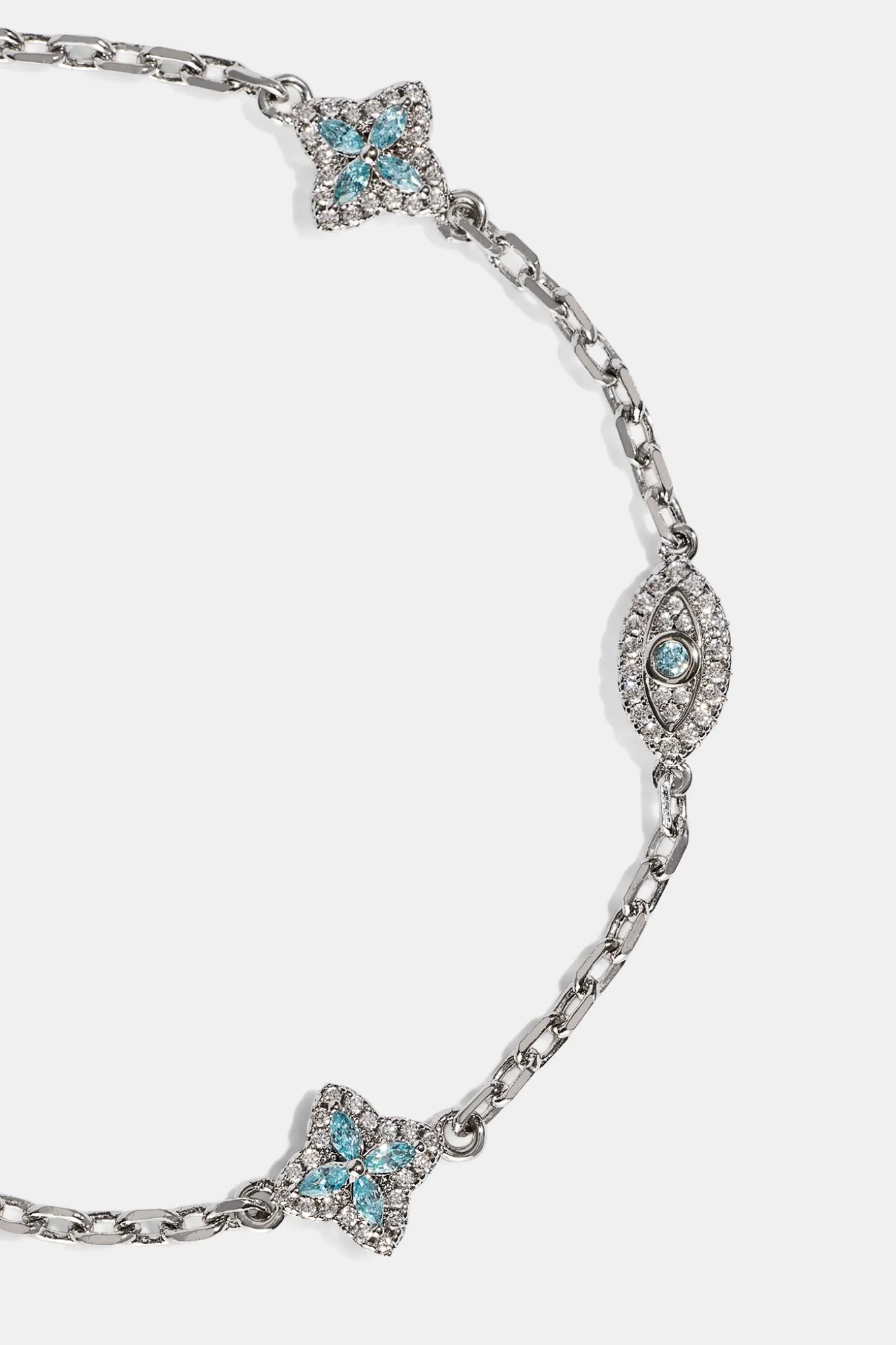 Blue CZ Baguette Motif Rolo Bracelet - 8mm