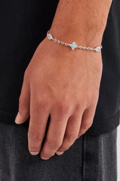 Blue CZ Baguette Motif Rolo Bracelet - 8mm