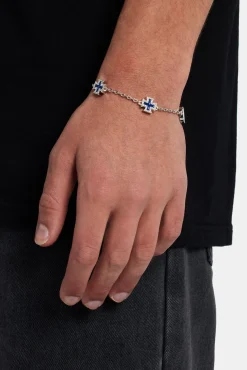 Blue Enamel Cross Motif Bracelet - 12mm
