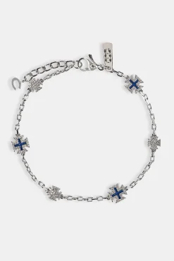 Blue Enamel Micro Motif Rolo Bracelet - 8mm