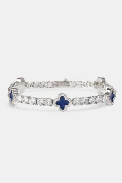 Blue Motif Tennis Bracelet - White 5mm