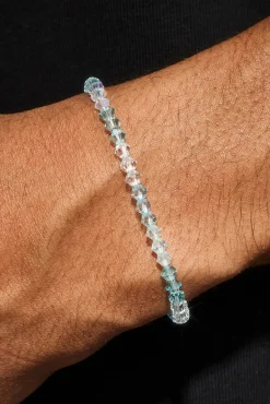 Blue Multi Glass Bead Bracelet - 4mm - White