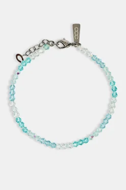 Blue Multi Glass Bead Bracelet - 4mm - White