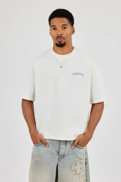 Boxy Carioca Palm Graphic Slub T-Shirt - White