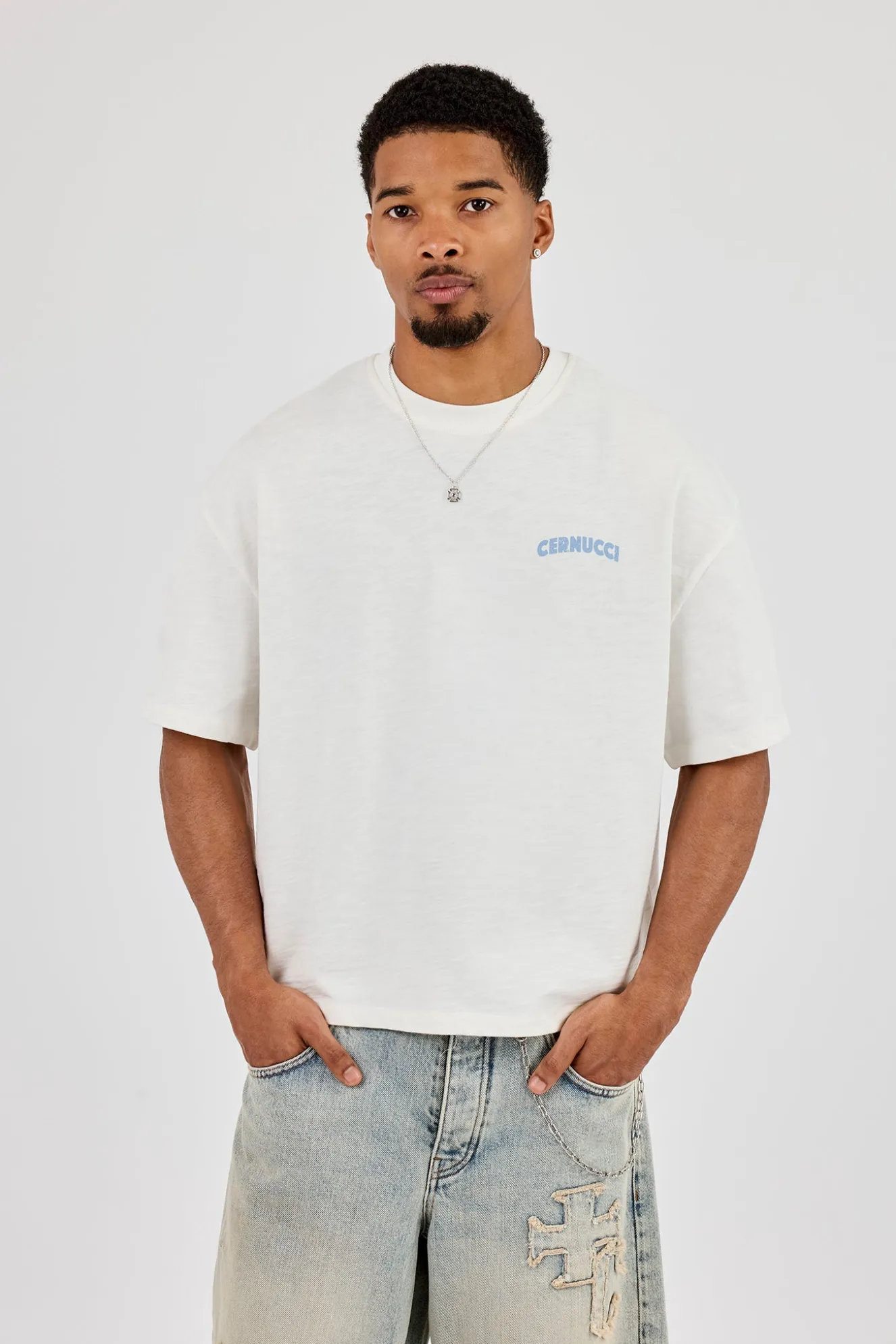 Boxy Carioca Palm Graphic Slub T-Shirt - White