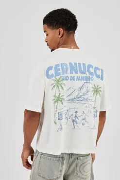 Boxy Carioca Palm Graphic Slub T-Shirt - White
