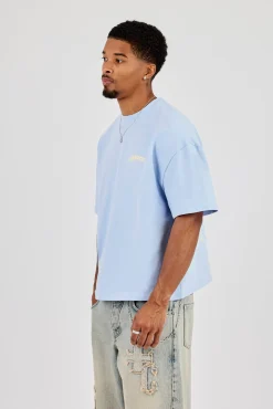 Boxy Carioca Palm Graphic T-Shirt - Blue
