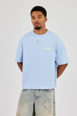 Boxy Carioca Palm Graphic T-Shirt - Blue