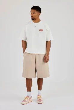 Boxy Cernucci Motors Print T-Shirt - Off White