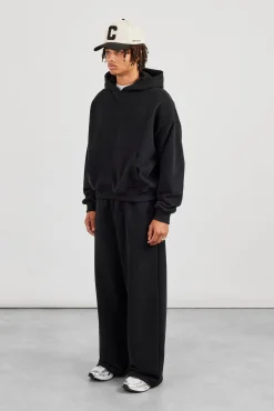 Boxy Hoodie & Baggy Fit Jogger - Black