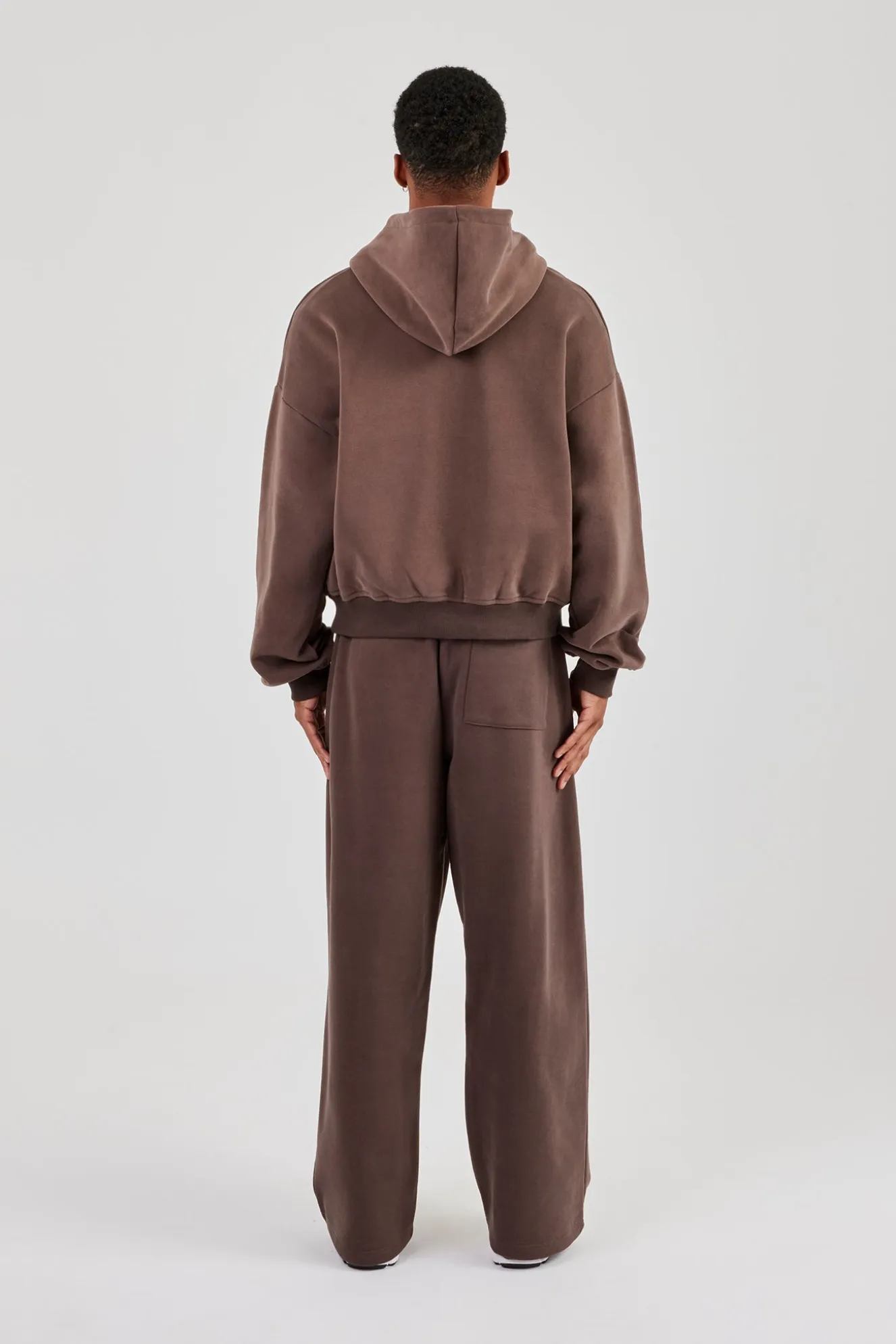 Boxy Hoodie & Baggy Fit Jogger - Coffee