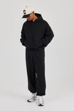 Boxy Hoodie & Cuffed Jogger - Black