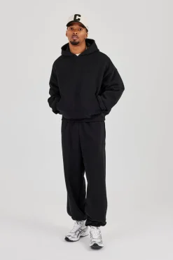Boxy Hoodie & Cuffed Jogger - Black