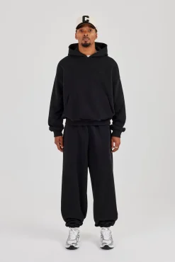 Boxy Hoodie & Cuffed Jogger - Black
