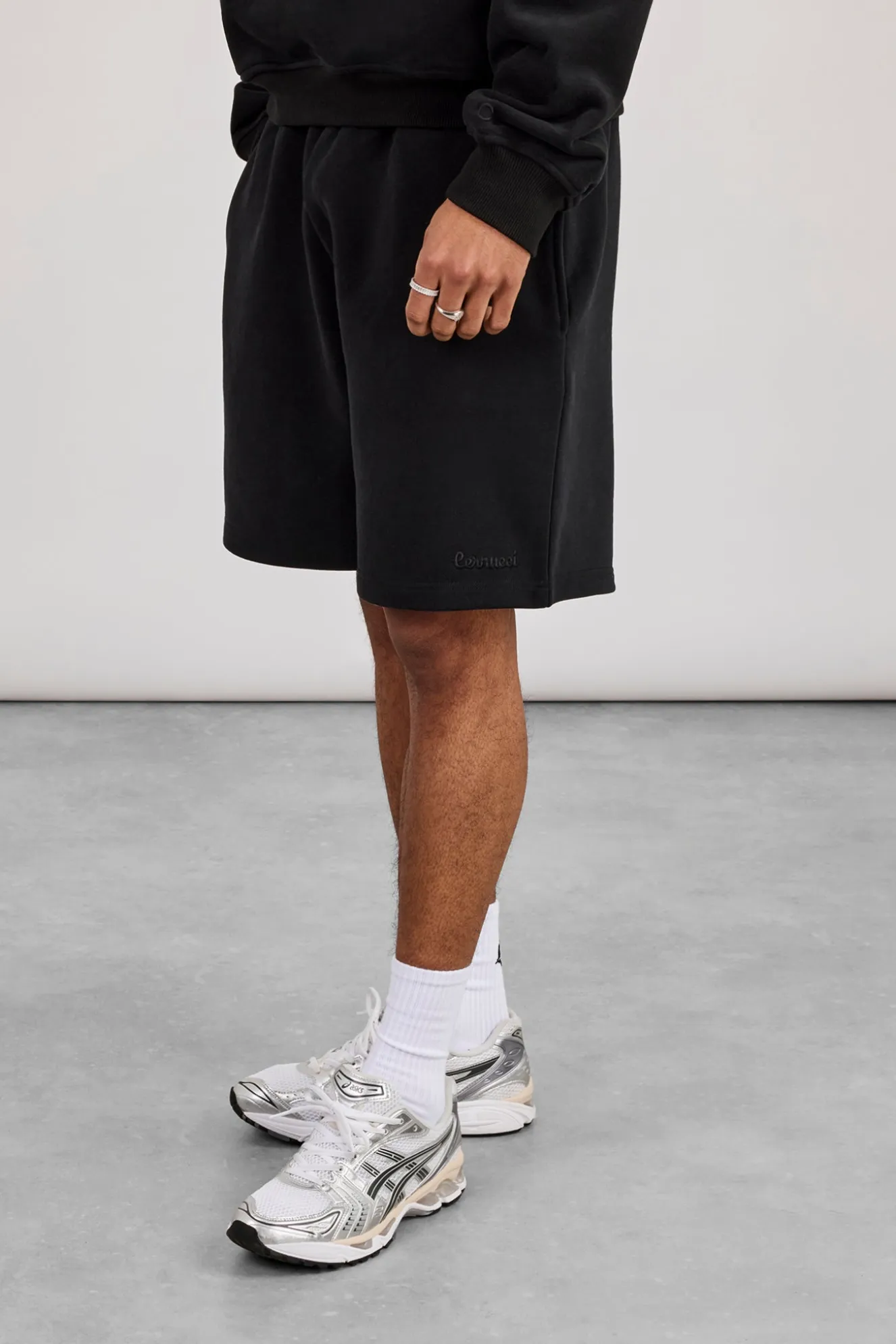 Boxy Hoodie & Relaxed Jersey Short - Black