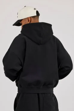 Boxy Hoodie & Relaxed Jersey Short - Black