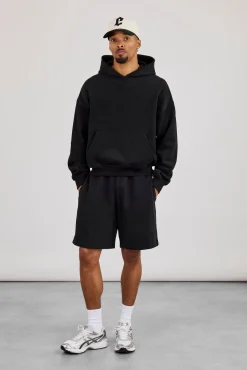 Boxy Hoodie & Relaxed Jersey Short - Black