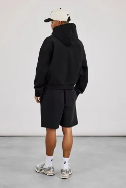 Boxy Hoodie & Relaxed Jersey Short - Black