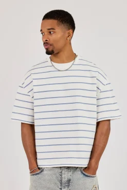 Boxy Stripe Logo T-Shirt - Off White