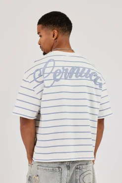 Boxy Stripe Logo T-Shirt - Off White