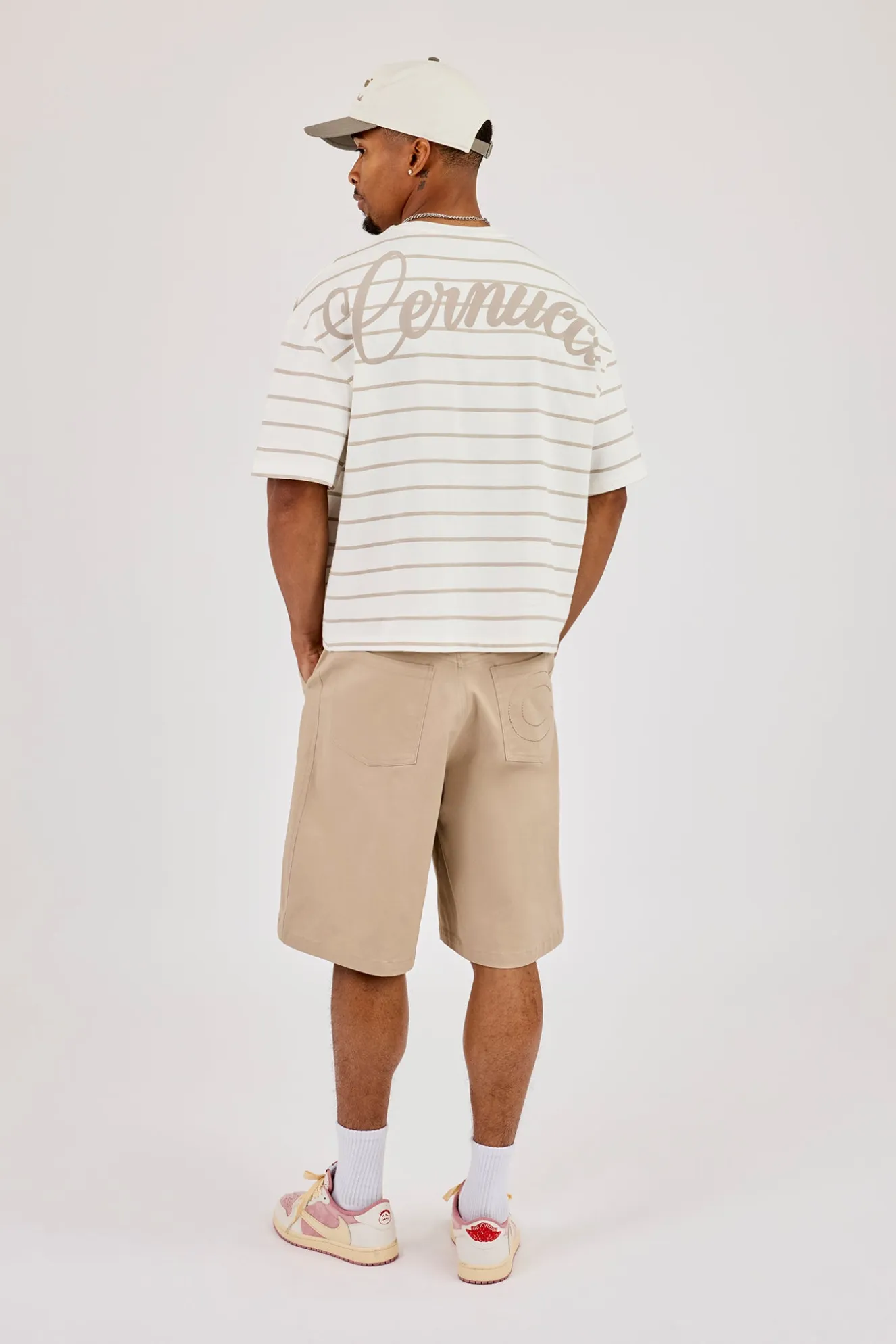 Boxy Stripe Logo T-Shirt - Taupe