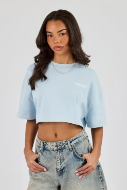Brazillian Back Puff Print Cropped T-Shirt - Baby Blue